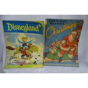 1941 The Night Before Christmas Cloth-Like Children's Book 1970 Disneyland Magaz